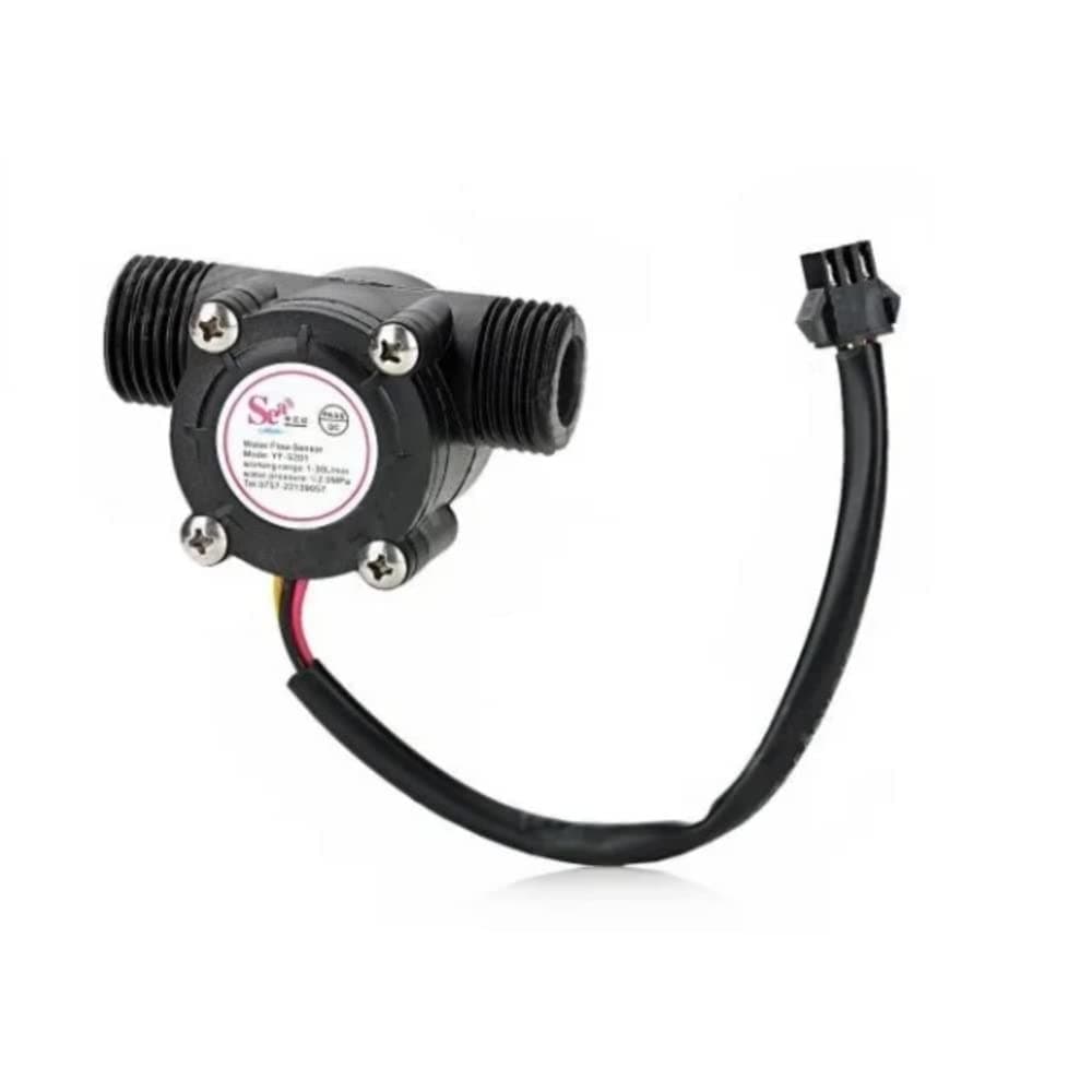 Robodo - 1/2" Water Flow Sensor Control Switch, Fluid Flow Meter, 1-30L/min Flowmeter Counter, Compatible with Iduino YF-S201 (White or Black)