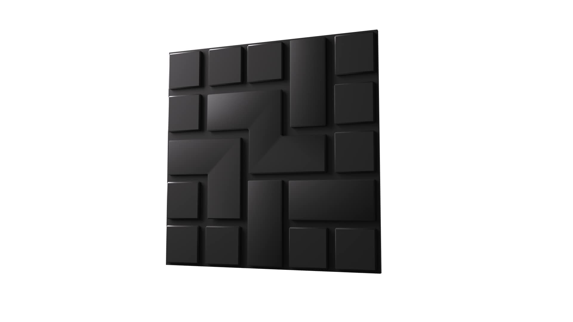 Anigma 3D PVC Wall Panels, 5 Different Shapes, White/Black, Easy Installation, 12 Panel Pack, 500x500mm Each Panel (Tetris/Black)
