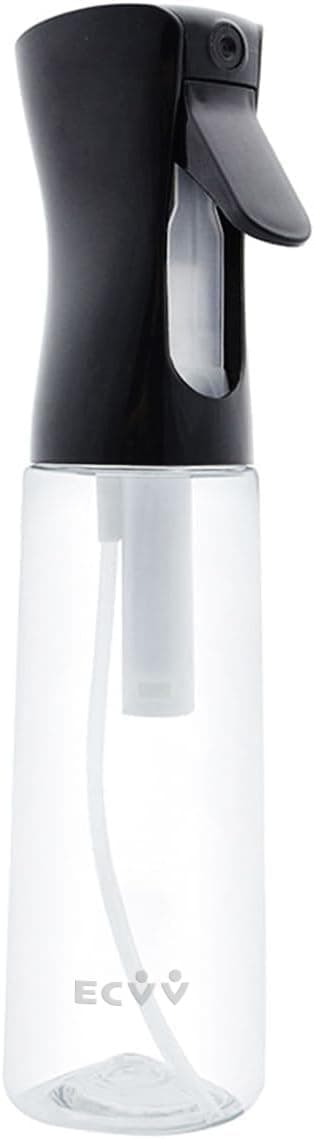ECVV 300ml Continuous Spray Bottle Plastic Empty Hair Mist Sprayer Ultra Fine Water Mister for Hairstyling Cleaning Salons Plants Pet Care (Transparent Black)