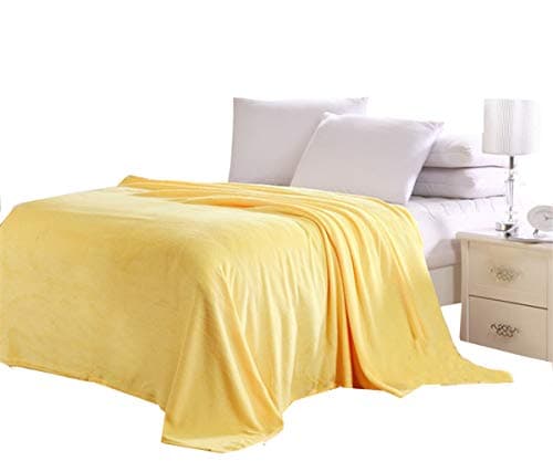 Nattey Solid Flannel Fleece Plush Throw Blankets, Lightweight Cozy Plush Microfiber Bed Couch Blanket (Twin, Yellow)