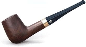 Ebony Wooden Pipe - Straight Tobacco Pipe with 9mm Filter and 10 Pipe Cleaning Tools