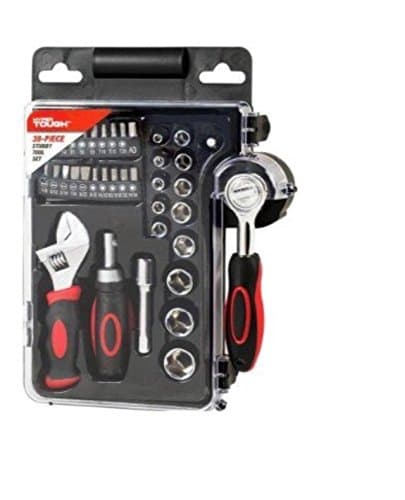 38-Piece Stubby Tool Set with Adjustable Wrench, Ratcheting Screwdriver, Sockets and Storage Case
