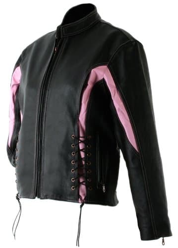 Hawg Hides - Womens Black Solid Leather Motorcycle Jacket - Adult Medium