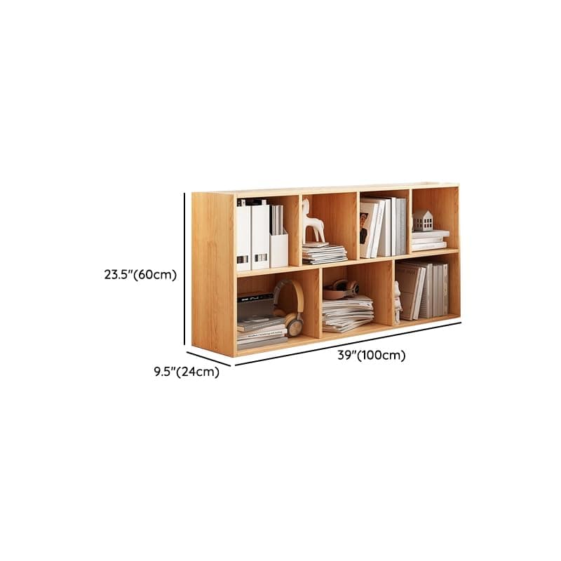 LITFAD Wood Modern Cube Bookcase with Closed Back and Multiple Shelves Floor Storage Cabinet for Home Office Study Room Library - Natural 39.4" L x 9.4" W x 23.6" H