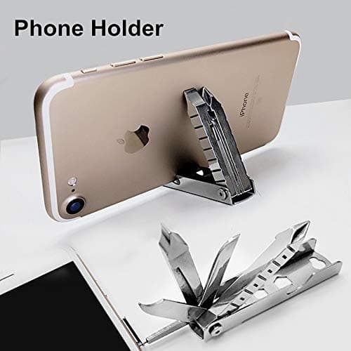 11-in-1 Keychain Multitool Tools Stainless Steel, Sim Card Removal Tool/EDC Tool/Bottle Opener/Screwdriver/Men's Gift (Black key ring) (White box packing)