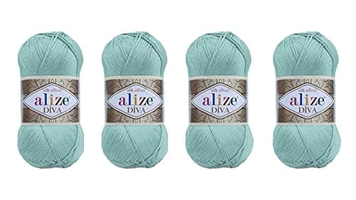 Hand Knitting Yarn 100% Microfiber Acrylic Yarn Alize Diva Silk Effect Thread Crochet Art Lace Craft Lot of 4 skeins 400gr 1532yds (463)