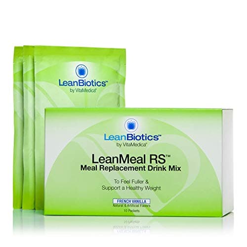 LeanBiotics Meal Replacement Shake- LeanMeal RS 10-Pack, French Vanilla- 20g whey protein, 8g fiber, 1g sugar