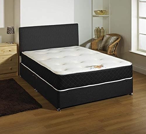 4ft6 Black Divan Bed Set with Memory Foam Mattress & Headboard with 2 FREE storage Drawers