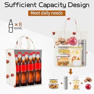 Lunch Box Lunch Bag for Women Adult Men Insulated Cooler Lunch Boxes Simple Reusable Lunchbag Cute Lunchbox Large Capacity Lunch Tote Bags for Picnic or Work, Included Food Storage Bag