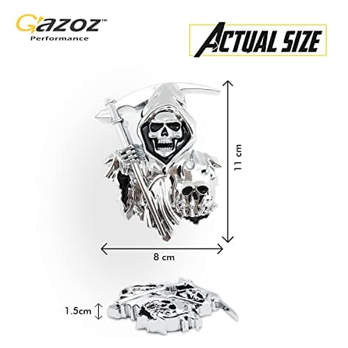 3D Grim Reaper Decal for Any Flat Surface - Chrome Car Decals - Truck or Car Stickers That Feature Custom Chrome Decal of Grim Reaper Skull