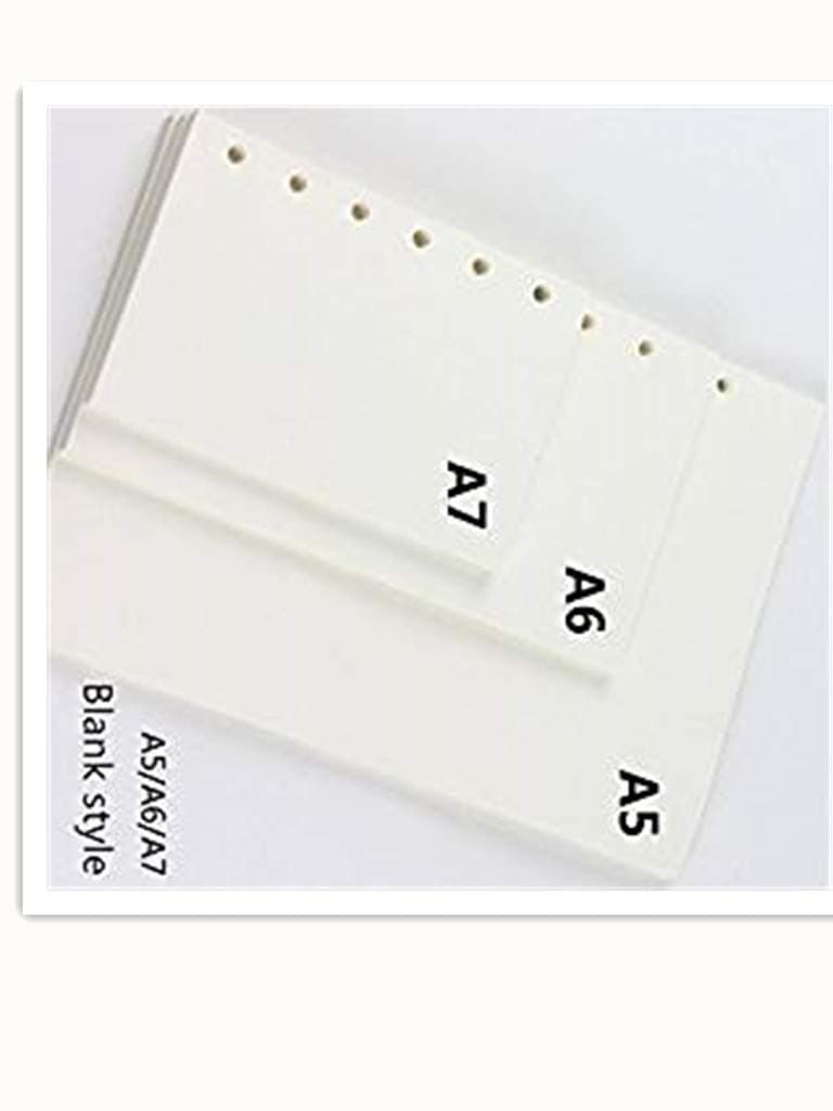 A7 6-Ring Binder Planner Refill Paper File Paper Loose-Leaf Notebooks Paper (1 PCS 45 Sheets/ 90pages Blank Page Style） for Journals Notebooks Diaries Inserts