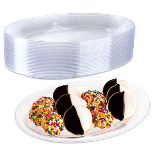 Impressive Creations Clear Oval Plastic Serving Tray Platter (25 PK) 8" X 12" – Heavyweight Disposable Appetizer Tray – Durable and Reusable Party Supply Tray – Perfect Dinnerware