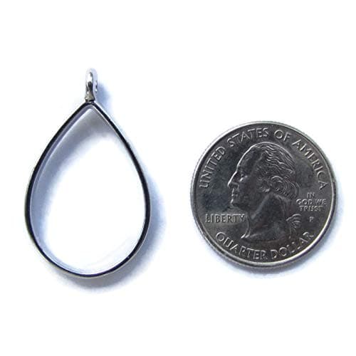 5 Silver Teardrop Open Bezels for Resin, Open Back Bezel Pendant Blanks for Jewelry Making