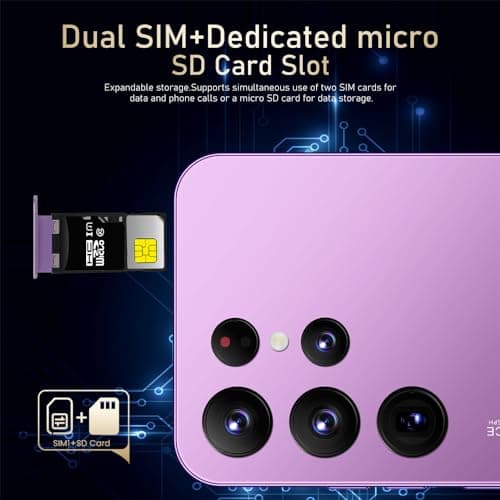 F2FTlk Cheap Smartphone， 6.6'' HD Display, Android 10 OS, 16GB ROM(Extendable to 128GB), Dual SIM Dual Camera, WiFi,GPS,Face ID Mobile Phones (Purple)