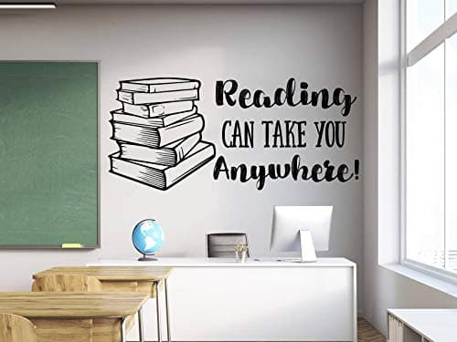 Reading Wall Decal Book Wall Decal Reading Decal Reading Wall Decor Gift for Readers Book Worm Literary Gift Reading Wall Decals