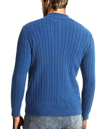 Mens Long-Sleeve Sweater Knitted Half Zip Pullover Stand Collar Warm Up Sweatshirt for Winter
