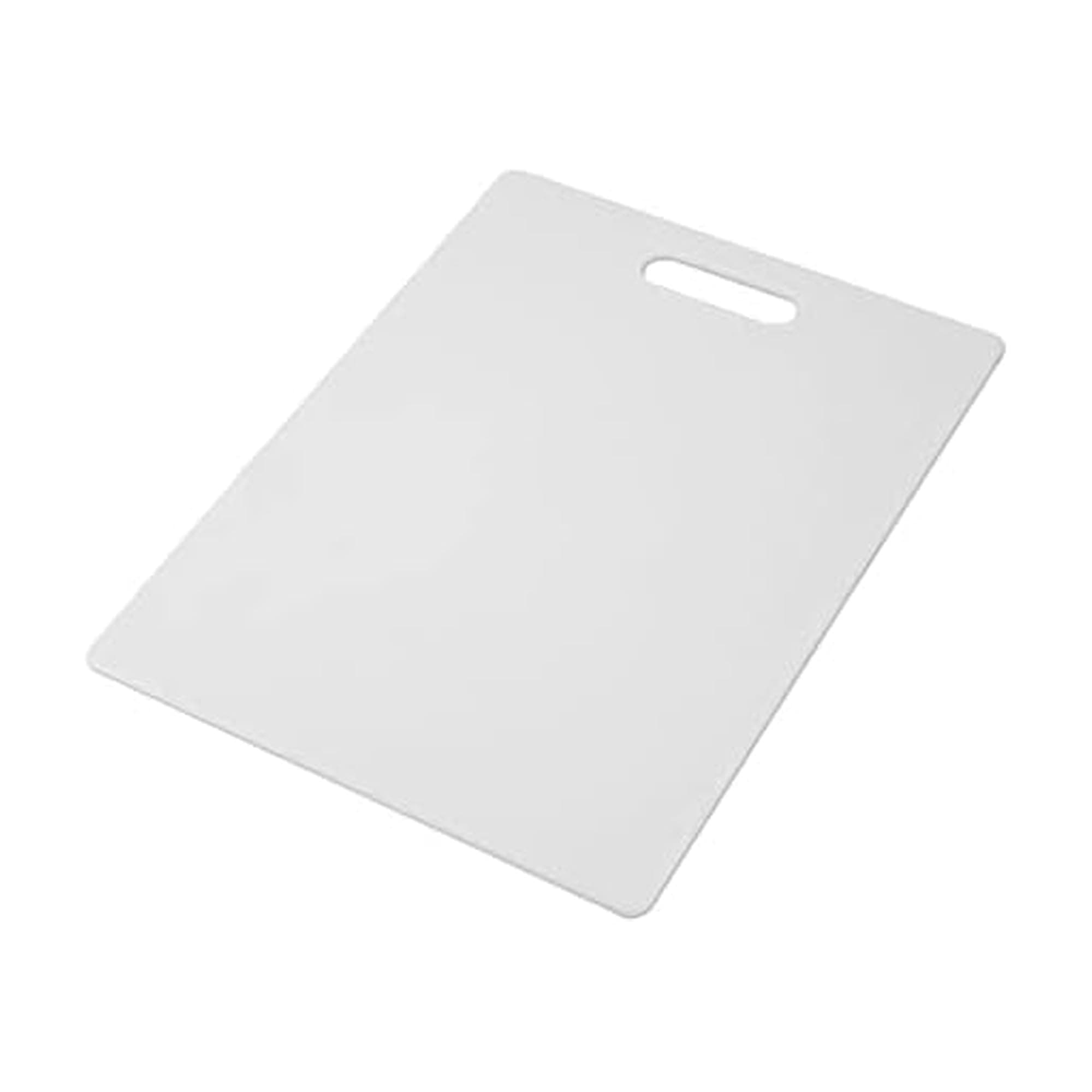Farberware Large Cutting Board, Dishwasher- Safe Plastic Chopping Board for Kitchen with Easy Grip Handle, 11-inch by 14-inch, White