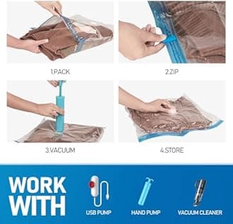 VMstr 12 Pack Refill Storage Bags, Carry-on Sizes with Hand Pump