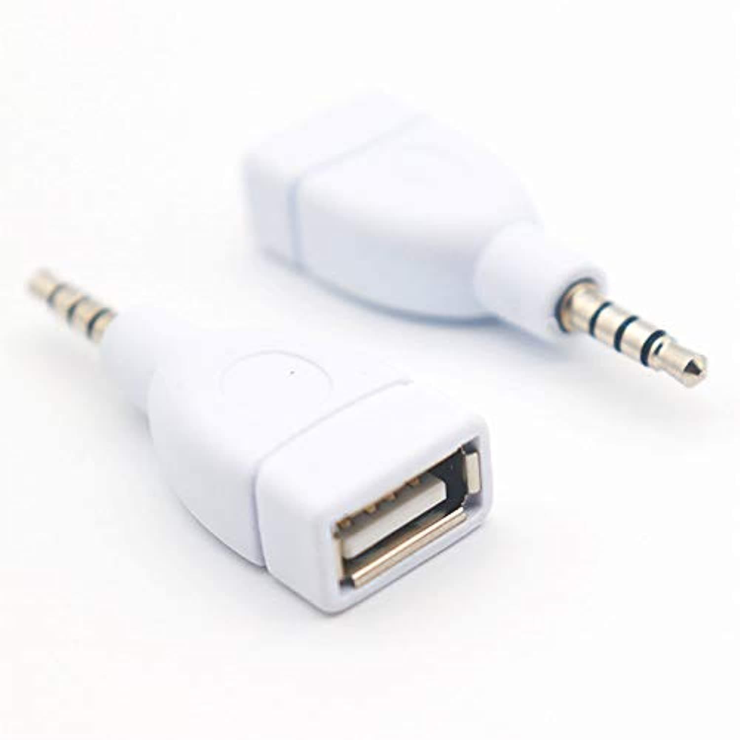 VizGiz 2 Pack 3.5 to USB Adapter 3.5mm Male Jack to USB 2.0 Female Plug Converter AUX Audio Auto Car Accessories for Input MP3 from Flash U-Disk (Auxiliary Car Port Use Only)