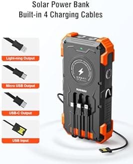 Solar Charger Power Bank, 42800mAh Wireless Portable Charger with USB-C in/Output, QC3.0 Fast Charging 15W 4 Ports Outdoor Battery Pack Built-in Dual Led Flashlights for iPhone Samsung etc