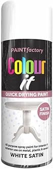 6x White Satin All Purpose Aerosol Spray Paint 400ml Quick Drying Spray, Fast Dry and Excellent Coverage for Metal, Wood, Plastic and More by Diva Gift