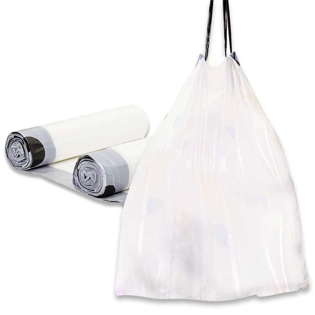 Small Trash Bag, 1.2 Gallon Trash Bags With Drawstring Trash can Liners for Bedroom Home Kitchen 75 Counts, Black
