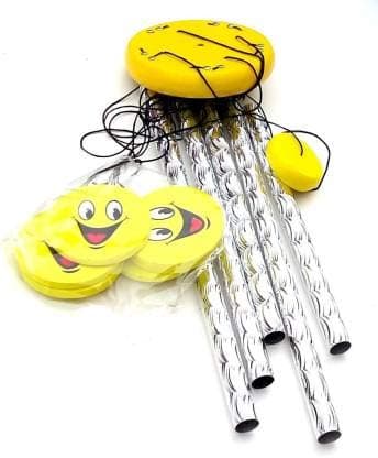 SHANOL Wind Chime 5 Pipe 6 Smiley Face with Positive Energy for Home Balcony Bedroom with Great Sound - Yellow Color