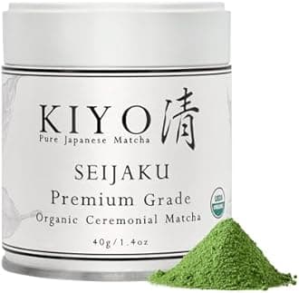 Kiyo Matcha Premium Grade Seijaku Organic Ceremonial Matcha - Pure Japanese First Harvest Organic Ceremonial Grade Matcha Green Tea Powder from Japan (40g/1.4oz)