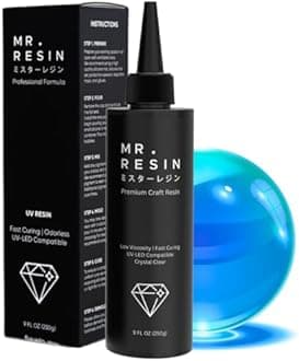 MR. RESIN Black Line New Formula! - Extra Yellow Resistance and Lower Odor! UV Resin for Jewelry & Keychain Making, Rock Painting and More. Silicone Tools, mat and Curing Light Included (250g Resin)