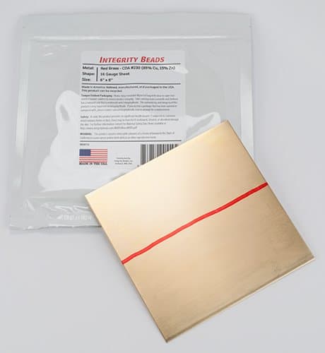Red Brass 16 Gauge Sheet - 6" x 6"