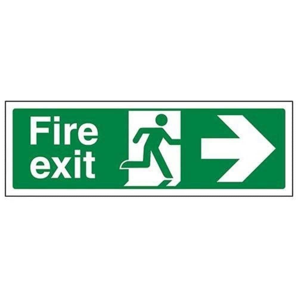 V Safety Fire Exit Arrow Right, Green, 450 x 150 mm
