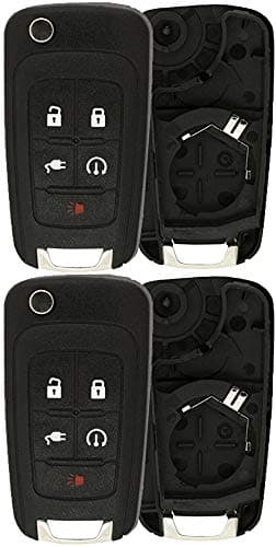 KeylessOption Keyless Entry Car Remote Start Key Fob Shell Case Button Pad Cover for 2011-2015 Chevy Volt OHT05918179 (Pack of 2)