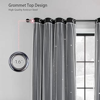 XiDi Blackout Curtains for Bedroom, Bedroom Drapes for Kids, Unicorn Curtains for Girls Room, Black Out Curtains for Living Room 96 inchs Long 52 inches Wide 1 Panel Black