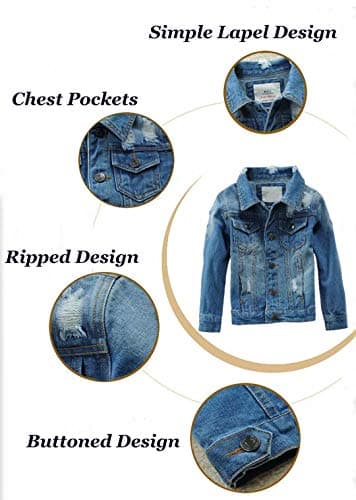 Boys' Denim Jacket Outerwear, 12M-14 Years