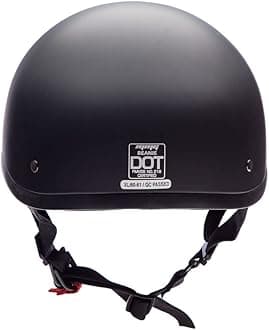 MMG Half Open Face Helmet Motorcycle Cruiser Classic DOT - Goggles Included. (Matte Black, XL)