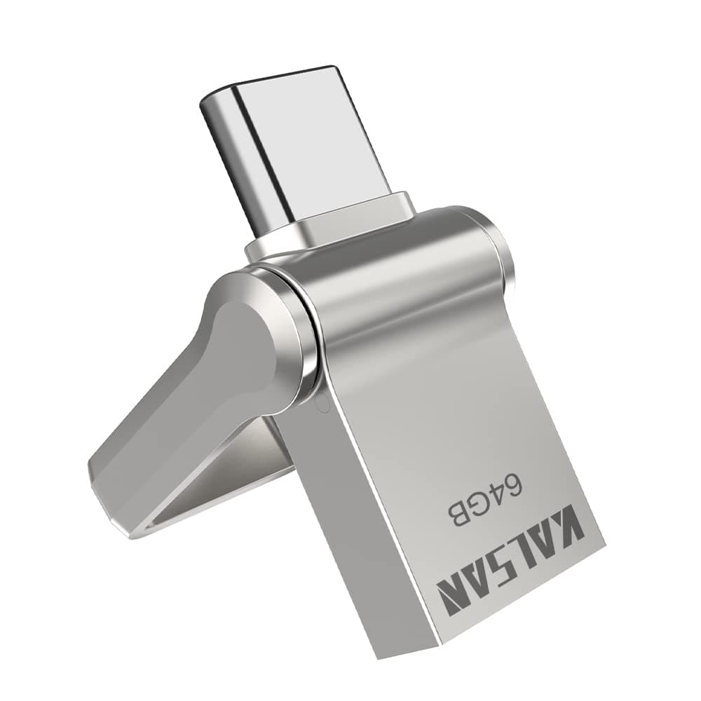 Type C USB Flash Drive 64GB 2 in 1 USB Sticks OTG Type C+ USB 3.0 Dual Drive Waterproof Memory Stick with Keychain Metal-Silver Color