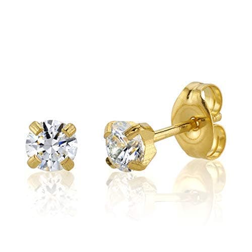 STUDEXSensitive Stud Earrings Gold Plated 4mm Cubic-Zirconia