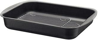 Tramontina Brazil Graphite 34cm 4.9L Aluminum Deep Roasting Pan with Grill and Starflon Max PFOA Free Nonstick Interior and Exterior Coating