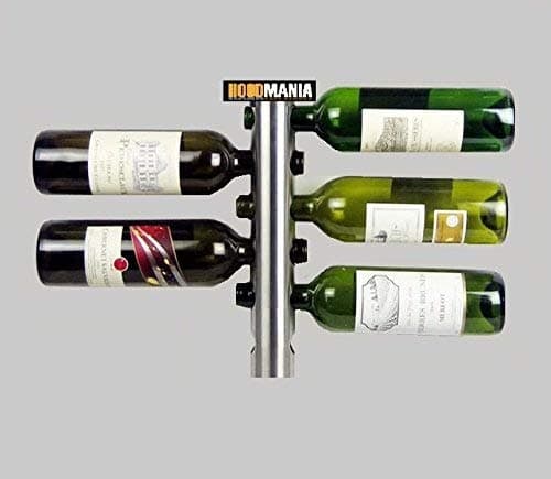 Brushed Steel Effect Wall Mounted Mount Wine Bottle Rack Holder Holds 6 Bottles