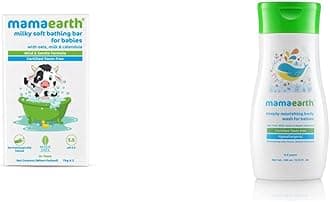 Milky Soft Bathing Bar for Babies with Oats, Milk & Calendula – 75g x 2 & Mamaearth Deeply nourishing wash for babies (200 ml)