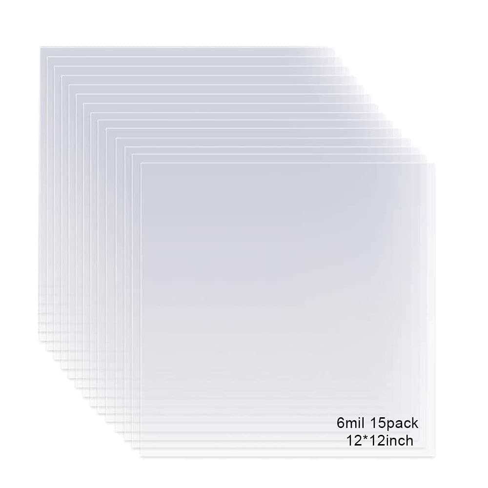 EGOSKY 12 Pack 4 Mil Clear Mylar Stencil Sheets, 12" x 12" Blank Stencils, Reusable Template Material, Make Your Own Stencil Compatible Vinyl Cutting Maching