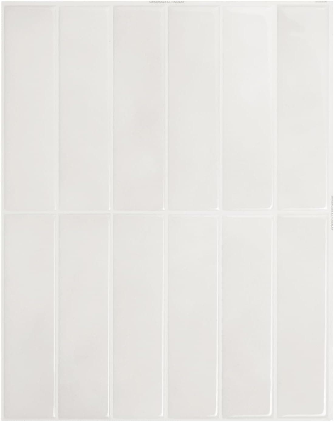 Peel and Stick Backsplash Tiles, 5 Sheets 3D Self Adhesive Stick on Tiles Kitchen Backsplash, Stick on Wall Tiles for Kitchen, Bathroom, Wall Tile, 23 x 29 cm (White-Grey)