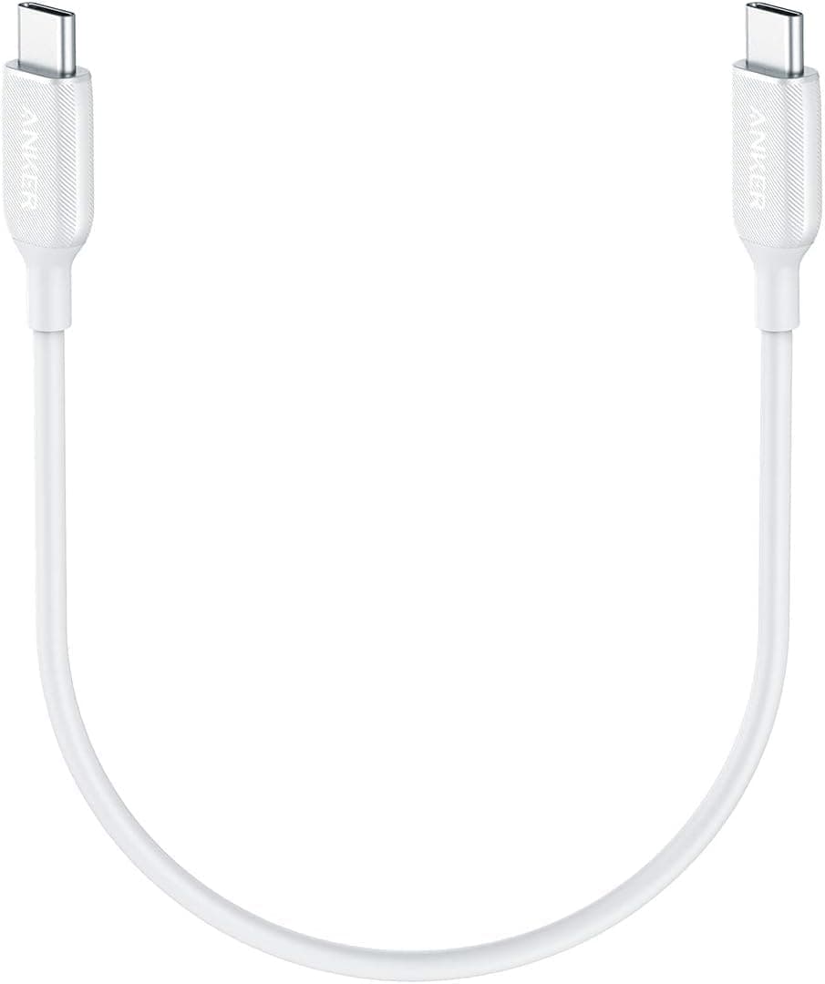 Anker (0.3m, White) - USB C to USB C Cable, Powerline III USB-C to USB-C 2.0 Fast Charging Cord (0.3m), 60W Power Delivery PD Charging for Apple MacBook, iPad Pro 2020, Galaxy S10 Plus S9 S8 Plus, ...