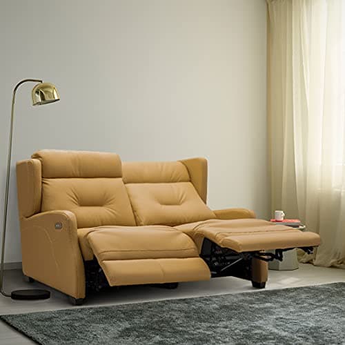Sofas & More Leo Motion 3 Seater Leather Sofa Scandinavia Husky, Light tan Brown with a hint of Orange