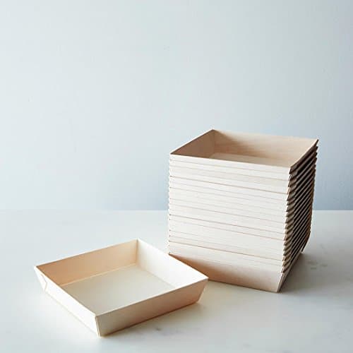 VerTerra 7" x 7" Fixed Side Medium Balsa Wood Tray | Elegant, Very Durable Disposable Wedding and Party Trays | 100% Biodegradable, Compostable | Sustainable | 300 Count