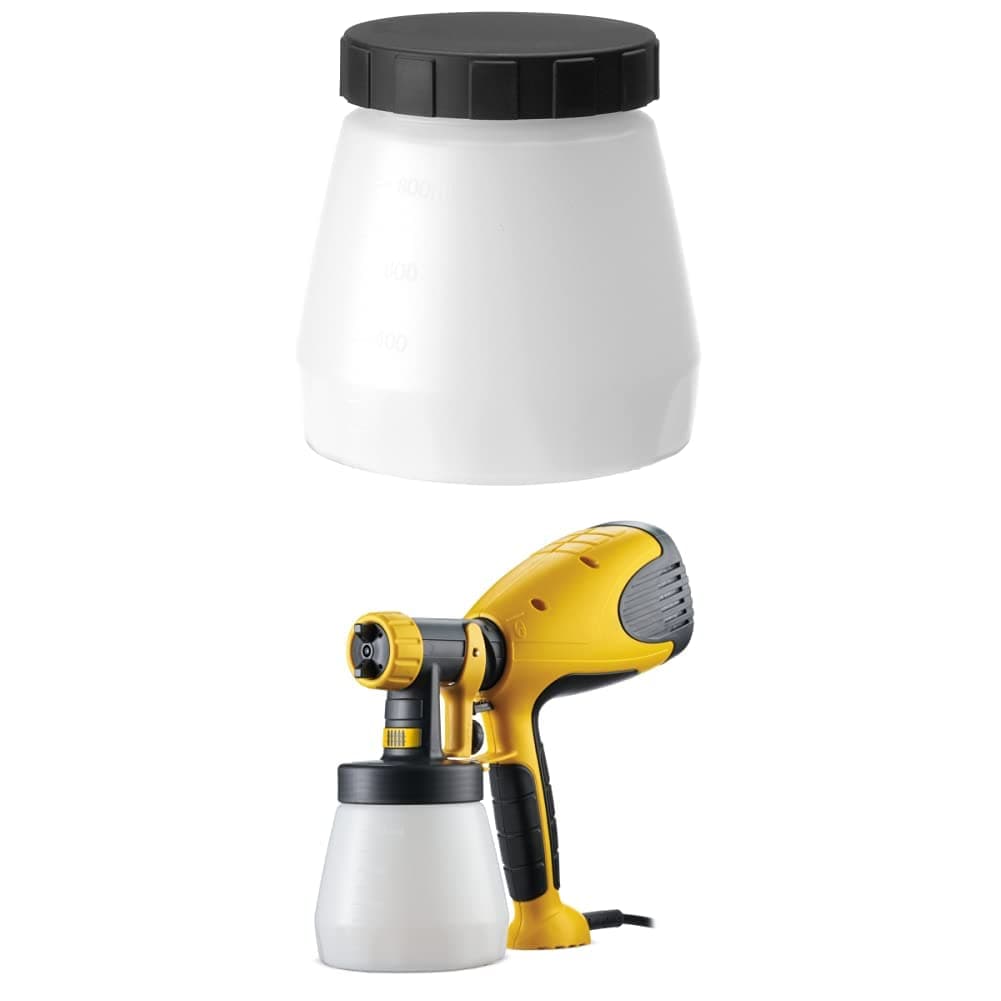 Paint Container with Cover, 800 ml for paint sprayers + Wagner 2361508 W 100 Electric Paint Sprayer, 800 ml capacity, 280 W, Yellow/Black, 26.0 cm*28.5 cm*14.0 cm