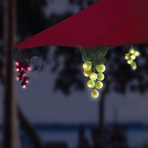 Solar 64-Bulb LED Grapevine Garland Umbrella String Lights