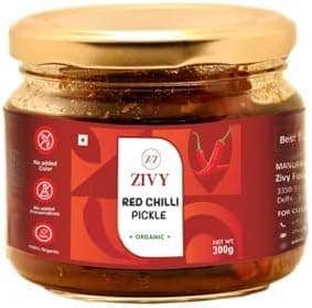 Zivy Red Chilli Pickle village style | Fresh Homemade Pickles | No Preservatives, No Artificial Flavours | Lal Mirch ka Achar (Red Chilli Pickle -300gm) अचार