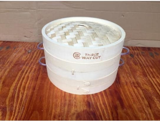 2 Tier Bamboo Steamer- 12" Baskets With Handle, Silicone Liner, Adapter, Molder Press For Cooking Vegetables Dumpling Press & Dough Cutter for Steaming Chinese Asian Food & Bao Bun, Dim Sum Potsticker