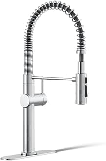 22973-CP Crue High-Arc Kitchen Faucet with Pull Down Spring Spout, Professional Pre-Rinse Kitchen Faucet, Commercial Faucet, Polished Chrome